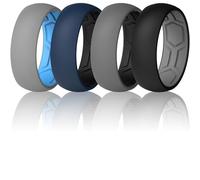 ThunderFit Men's Air Groove 7.8mm Wide 1.8mm Thick Silicone Rings, Variety Multipack 1-7, 10.5 - 11 (20.60mm), Silicone