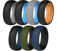 ThunderFit Men's Air Groove 7.8mm Wide 1.8mm Thick Silicone Rings, Variety Multipack 1-7, 10.5 - 11 (20.60mm), Silicone