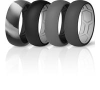 ThunderFit Men's Air Groove 7.8mm Wide 1.8mm Thick Silicone Rings, Variety Multipack 1-7, 10.5 - 11 (20.60mm), Silicone, No Gemstone