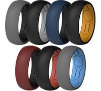 ThunderFit Men's Air Groove 7.8mm Wide 1.8mm Thick Silicone Rings, Variety Multipack 1-7, 7.5 - 8 (18.20mm), Silicone