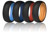 ThunderFit Men's Air Groove 7.8mm Wide 1.8mm Thick Silicone Rings, Variety Multipack 1-7, 7.5 - 8 (18.20mm), Silicone