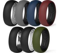 ThunderFit Men's Air Groove 7.8mm Wide 1.8mm Thick Silicone Rings, Variety Multipack 1-7, 9.5 - 10 (19.80mm), Silicone