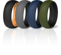 ThunderFit Men's Air Groove Silicone Rings, Breathable, 7.8mm Wide, 5.5 - 6 (16.50mm), Silicone