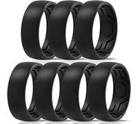ThunderFit Men's Patterned Silicone Rings, 8mm Wide 2.2mm Thick Rubber Bands,Variety Multipack 1,4,7, 7.5 - 8 (18.20mm), Silicone, No Gemstone