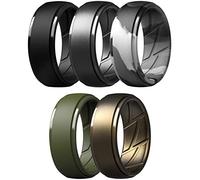 ThunderFit Men's Silicone Rings 10mm Wide 2.5mm Thick Rubber Bands, Breathable, Variety Multipack 1-10, 8.5 - 9 (18.90mm), Silicone, No Gemstone