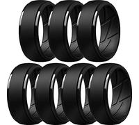 ThunderFit Men's Silicone Rings 10mm Wide 2.5mm Thick Rubber Bands, Breathable, Variety Multipack 1-10, 5.5 - 6 (16.50mm), Silicone, No Gemstone