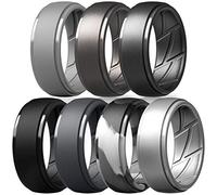 ThunderFit Men's Silicone Rings 10mm Wide 2.5mm Thick Rubber Bands, Breathable,Variety Multipack 1-7, 8.5-9 (18.90mm), Silicone, No Gemstone