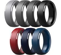 ThunderFit Silicone Men’s Wedding Rings, 10mm Wide 2.5mm Thick Rubber Wedding Bands-Variety Multipack 1-7, 14.5 - 15 (23.06mm), Silicone, No Gemstone