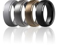 ThunderFit Silicone Men’s Wedding Rings, 10mm Wide 2.5mm Thick Rubber Wedding Bands-Variety Multipack 1-7, 9.5 - 10 (19.80mm), Silicone, No Gemstone