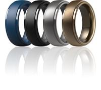 ThunderFit Silicone Men’s Wedding Rings, 10mm Wide 2.5mm Thick Rubber Wedding Bands-Variety Multipack 1-7, 8.5-9 (18.90mm), Silicone, No Gemstone
