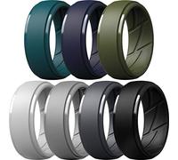 ThunderFit Silicone Ring Men, Breathable with Air Flow Grooves - 10mm Wide - 2.5mm Thick, 10.5 - 11 (20.60mm), Silicone, No Gemstone