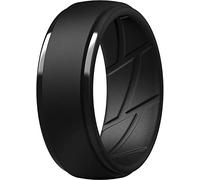 ThunderFit Silicone Ring Men, Breathable with Air Flow Grooves - 10mm Wide - 2.5mm Thick, 6.5 - 7 (17.35mm), Silicone, No Gemstone