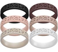 ThunderFit Silicone Ring Wedding Bands for Women, Modern Classic Bridal Sets, 5.5mm Wide, 1.9mm Thick, Women's Rubber Engagement Bands, Variety Multipack 4-6, 12.5 - 13 (22.33mm), Silicone, No