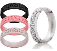 ThunderFit Silicone Ring Wedding Bands for Women, Modern Classic Bridal Sets, 5.5mm Wide, 1.9mm Thick, Women's Rubber Engagement Bands, Variety Multipack 4-6, 12.5 - 13 (22.33mm), Silicone, No