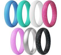 ThunderFit Silicone Rings, 7 Pack Wedding Bands for Women - 5.5 mm Wide