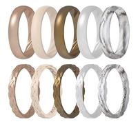 ThunderFit Silicone Rings for Her - Mix Women's Silicone Wedding Rings, 1.8mm Thick Rubber Engagement Rings Braided & 4mm Classic Rings Combo, 7.5 - 8 (18.20mm), Silicone, No Gemstone