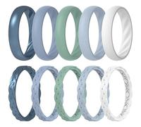 ThunderFit Silicone Rings for Her - Mix Women's Silicone Wedding Rings, 1.8mm Thick Rubber Engagement Rings Braided & 4mm Classic Rings Combo, 5.5 - 6 (16.50mm), Silicone, No Gemstone