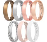 ThunderFit Silicone Rings for Him and Her, Rubber Engagement Bands Unisex - 1/4/5/7/8 Variety Multipack, 6.5 - 7 (17.35mm), Silicone, No Gemstone