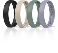 ThunderFit Silicone Rings for Him and Her, Rubber Engagement Bands Unisex - 1/4/5/7/8 Variety Multipack, 6.5 - 7 (17.35mm), Silicone, No Gemstone