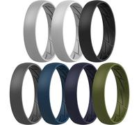 ThunderFit Silicone Rings for Him and Her, Rubber Engagement Bands Unisex - 1/4/7 Variety Multipack, 11.5 - 12 (21.30mm), Silicone, No Gemstone