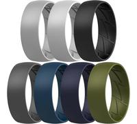 ThunderFit Silicone Rings for Him and Her, Rubber Engagement Bands Unisex - 1/4/7 Variety Multipack, 11.5 - 12 (21.30mm), Silicone, No Gemstone