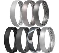 ThunderFit Silicone Rings for Him and Her, Rubber Engagement Bands Unisex - 1/4/7 Variety Multipack, 11.5 - 12 (21.30mm), Silicone, No Gemstone