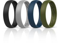ThunderFit Silicone Rings for Him and Her, Rubber Engagement Bands Unisex - 1/4/7 Variety Multipack, 14.5 - 15 (23.06mm), Silicone, No Gemstone