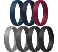 ThunderFit Silicone Rings for Him and Her, Rubber Engagement Bands Unisex - 1/4/7 Variety Multipack, 7.5 - 8 (18.20mm), Silicone, No Gemstone