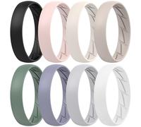 ThunderFit Silicone Rings for Him and Her, Rubber Engagement Bands Unisex - 4mm Width, 1.8mm Thick, 1/4/5/7/8 Variety Multipack, Narrow (Pack O - Size 5.5-6 (16.50mm))