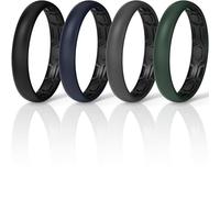 ThunderFit Silicone Rings for Him and Her, Rubber Wedding Engagement Bands Unisex, 2mm Thick, 4mm Width, Narrow, (Pack V, 7.5-8)
