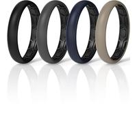 ThunderFit Silicone Rings for Him and Her, Rubber Wedding Engagement Bands Unisex, 2mm Thick, 4mm Width, Narrow, (Pack U, 4.5-5)