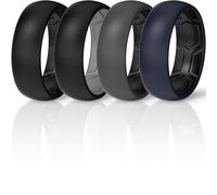 ThunderFit Silicone Rings for Him and Her, Rubber Wedding Engagement Bands Unisex, 2mm Thick, 8mm Width, Standard, (Pack T, 9.5-10)