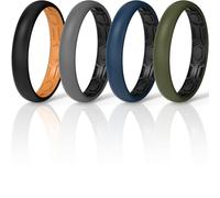 ThunderFit Silicone Rings for Him and Her, Rubber Wedding Engagement Bands Unisex, 2mm Thick in 4mm & 8mm Widths, Variety Multipack 1/4/7, 7.5-8(18.20mm), Silicone, No Gemstone