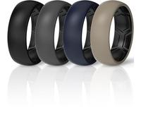 ThunderFit Silicone Rings for Him and Her, Rubber Wedding Engagement Bands Unisex, 2mm Thick in 4mm & 8mm Widths, Variety Multipack 1/4/7, 6.5-7(17.30mm), Silicone, No Gemstone