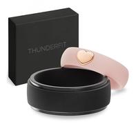 ThunderFit Silicone Rings for Him and Her, Wedding Bands for Couples, 2-Pack Couple's Rubber Engagement Bands with Gold-Plated Accents, 8.5-9 (W) | 10.5-11 (M), Silicone, no gemstone type