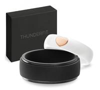 ThunderFit Silicone Rings for Him and Her, Wedding Bands for Couples, 2-Pack Couple's Rubber Engagement Bands with Gold-Plated Accents, 5.5-6 (W) | 10.5-11 (M), Silicone, no gemstone type