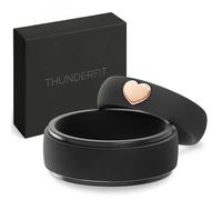 ThunderFit Silicone Rings for Him and Her, Wedding Bands for Couples, 2-Pack Couple's Rubber Engagement Bands with Gold-Plated Accents, 6.5-7 (W) | 10.5-11 (M), Silicone, no gemstone type