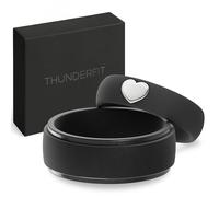 ThunderFit Silicone Rings for Him and Her, Wedding Bands for Couples, 2-Pack Couple's Rubber Engagement Bands with Gold-Plated Accents, 6.5-7 (W) | 10.5-11 (M), Silicone, no gemstone type
