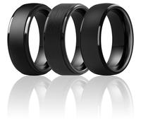 ThunderFit Silicone Rings for Men, Black Matte Silicone Wedding Bands, 7.5-8 (18.20mm), Silicone, no gemtype