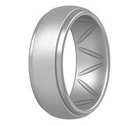 ThunderFit Silicone Rings for Men - Breatheable Airgrooves Step Edge 10mm Wide - 2.5mm Thick (Silver B - Size 10.5-11 (20.6mm))