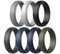 ThunderFit Silicone Rings for Men, Stepped Edge Rubber Wedding Bands - 1/4 Variety Multipack, 12.5 - 13 (22.33mm), Silicone, No Gemstone