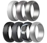 ThunderFit Silicone Rings for Men, Stepped Edge Rubber Wedding Bands - 1/4 Variety Multipack, 12.5 - 13 (22.33mm), Silicone, No Gemstone