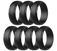ThunderFit Silicone Rings for Men, Stepped Edge Rubber Wedding Bands - 1/4 Variety Multipack, 5.5 - 6 (16.5mm), Silicone, No Gemstone