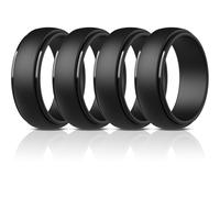 ThunderFit Silicone Rings for Men, Stepped Edge Rubber Wedding Bands - 1/4 Variety Multipack, 8.5 - 9 (18.9mm), Silicone, No Gemstone