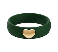 ThunderFit Silicone Rings for Women, Silicone Wedding Band with 14K Gold Plated Heart Charm, 5.5 mm Wide, 2mm Thick, 4.5 - 5 (15.70mm), Silicone Metal, No Gemstone