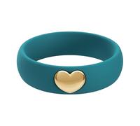 ThunderFit Silicone Rings for Women, Silicone Wedding Band with 14K Gold Plated Heart Charm, 5.5 mm Wide, 2mm Thick, 4.5 - 5 (15.70mm), Silicone Metal, No Gemstone