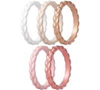 ThunderFit Silicone Rings Wedding Bands for Her, Braided Engagement Rings, 2.7mm, 1.8mm, Breathable Rubber Engagement Bands, Variety Multipack 4/5/7/8/10, 5.5 - 6 (16.50 mm), Silicone, No Gemstone