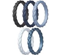 ThunderFit Silicone Rings Wedding Bands for Her, Braided Engagement Rings, 2.7mm, 1.8mm, Breathable Rubber Engagement Bands, Variety Multipack 4/5/7/8/10, 5.5 - 6 (16.50 mm), Silicone, No Gemstone