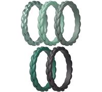 ThunderFit Silicone Rings Wedding Bands for Her, Braided Engagement Rings, 2.7mm, 1.8mm, Breathable Rubber Engagement Bands, Variety Multipack 4/5/7/8/10, 3.5 - 4 (14.90mm), Silicone, No Gemstone