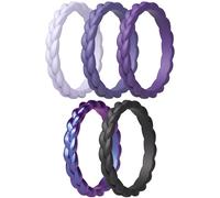 ThunderFit Silicone Rings Wedding Bands for Her, Braided Engagement Rings, 2.7mm, 1.8mm, Breathable Rubber Engagement Bands, Variety Multipack 4/5/7/8/10, 5.5 - 6 (16.50 mm), Silicone, No Gemstone